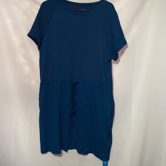 NWT Cupshe WO SIZE LARGE ROYAL Blue Short Sleeve Dress CASUAL DRAWSTRING WAIST - Picture 6 of 13